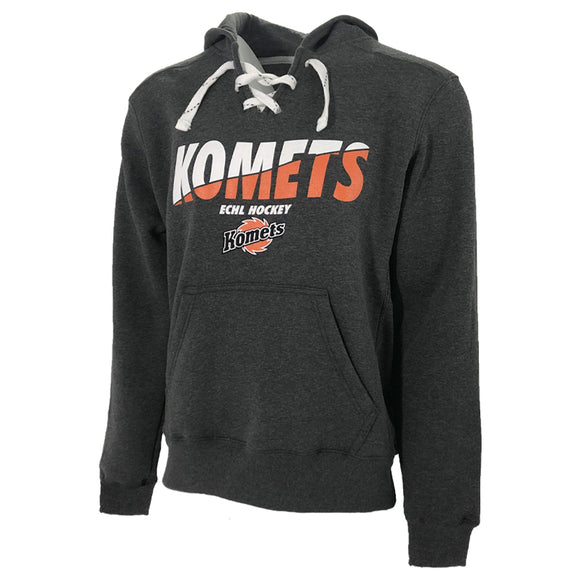 Komets Hoody, Gray, Two-Toned Spell Out Logo