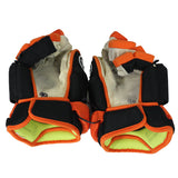Game-Used 2024-25 Alex Swetlikoff Black/Orange Warrior Hockey Gloves