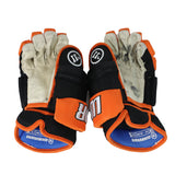 Game-Used 2024-25 Kirill Tyutyayev Black/Orange Warrior Hockey Gloves