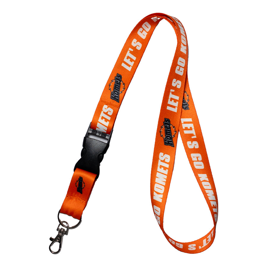 Lanyard, Orange Let's Go Komets – Fort Wayne Komets