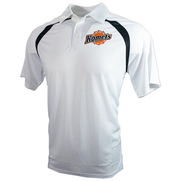 Collared White Poly Komets Polo