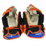Game-Used 2024-25 Josh Groll Black/Orange Warrior Hockey Gloves