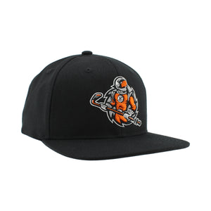 Snapback Black Spaceman Flat Bill Hat