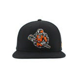 Snapback Black Spaceman Flat Bill Hat