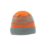 Knit Grey and Orange Fleece Lined Hat