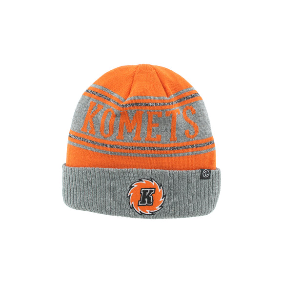 Knit Grey and Orange Fleece Lined Hat
