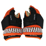 Game-Used 2024-25 Alex Swetlikoff Black/Orange Warrior Hockey Gloves