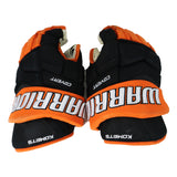 Game-Used 2024-25 Kirill Tyutyayev Black/Orange Warrior Hockey Gloves